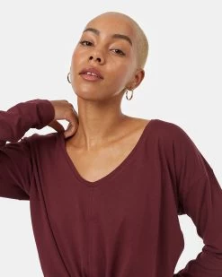Tentree Tie Front Longsleeve -Tentree Sales Store Purple Womens Eco Friendly V Neck Longsleeve Top TCW4651 2164 4