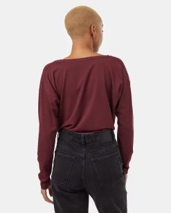 Tentree Tie Front Longsleeve -Tentree Sales Store Purple Womens Eco Friendly V Neck Longsleeve Top TCW4651 2164 5