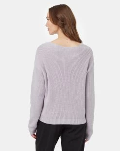 Tentree Highline V-Neck Sweater -Tentree Sales Store Purple Womens Organic Cotton V Neck Jumper TCW5630 2177 2