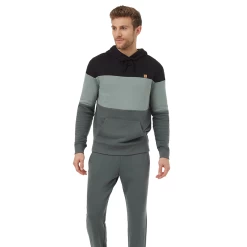 Tentree Men's TreeFleece Blocked Reynard Hoodie (Meteorite Black/Eucalyptus/Light Urban Green)