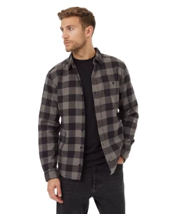 Tentree Kapok Flannel Shirt (Meteorite Black/Granite Grey)