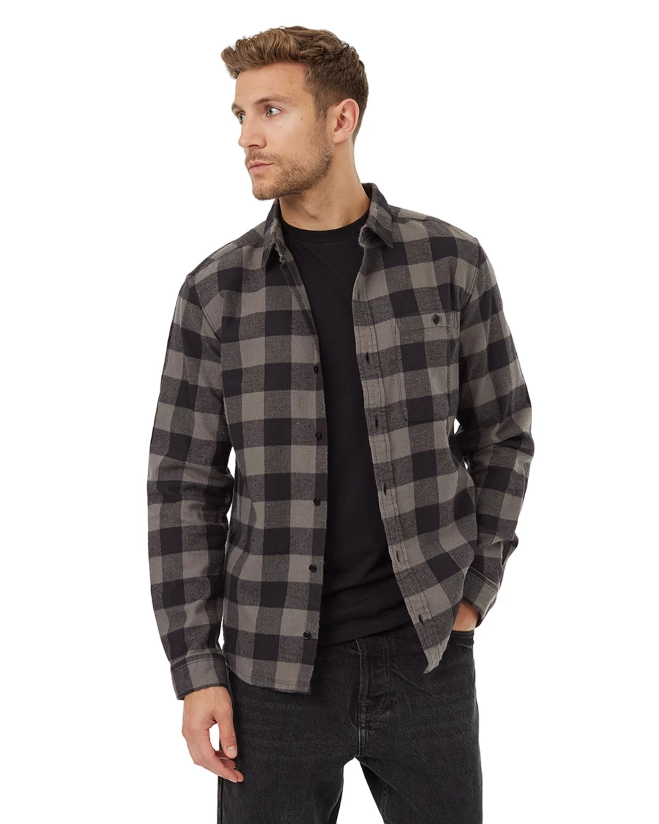 Tentree Kapok Flannel Shirt (Meteorite Black/Granite Grey) 1 Tentree Kapok Flannel Shirt (Meteorite Black/Granite Grey)
