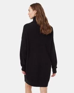 Tentree Highline Oversized Turtleneck Dress -Tentree Sales Store TCW5362 Black Turtleneck Knee Length Oversized Fit Dress 2