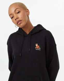 Tentree Fox Wordmark Hoodie 8 Tentree Fox Wordmark Hoodie -Tentree Sales Store TCW5504 Black Organic Cotton Embroidered Graphic Hoodie 4