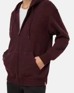 Tentree TreeFleece Relaxed Zip Hoodie 8 Tentree TreeFleece Relaxed Zip Hoodie -Tentree Sales Store TCW5634 2013 Burgundy Organic Cotton Relaxed Fit Full Zip Hoodie 4