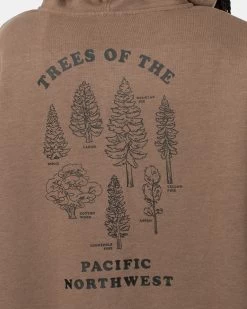 Tentree Tree Species Oversized Zip Hoodie -Tentree Sales Store TCW5639 2956 Brown Organic Cotton Printed Graphic Full Zip Hoodie