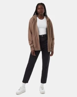 Tentree Tree Species Oversized Zip Hoodie -Tentree Sales Store TCW5639 Brown Organic Cotton Printed Graphic Full Zip Hoodie 1