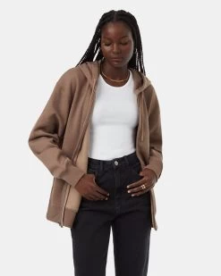 Tentree Tree Species Oversized Zip Hoodie -Tentree Sales Store TCW5639 Brown Organic Cotton Printed Graphic Full Zip Hoodie 3