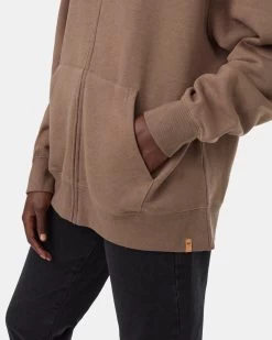 Tentree Tree Species Oversized Zip Hoodie -Tentree Sales Store TCW5639 Brown Organic Cotton Printed Graphic Full Zip Hoodie 4