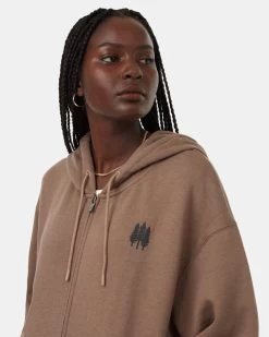 Tentree Tree Species Oversized Zip Hoodie -Tentree Sales Store TCW5639 Brown Organic Cotton Printed Graphic Full Zip Hoodie 5