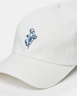 Tentree Flower Embroidery Peak Hat -Tentree Sales Store White Adjustable Graphic Dad Hat TAU4264 0445 3