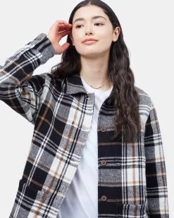 Tentree Flannel Utility Jacket -Tentree Sales Store White Women s Organic Cotton Shacket TCW2725 2061 45483 4