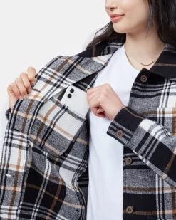 Tentree Flannel Utility Jacket -Tentree Sales Store White Women s Organic Cotton Shacket TCW2725 2061 45483 7