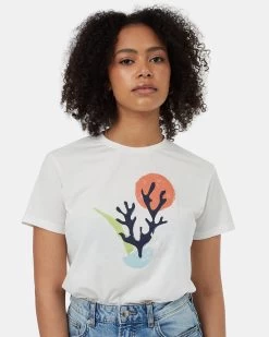 Tentree Coral T-Shirt -Tentree Sales Store White Womens Eco Friendly Short Sleeve T Shirt TCW4979 2676 3
