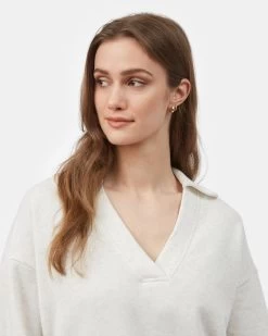 Tentree Treefleece Grove Sweatshirt -Tentree Sales Store WhiteWomen sOversizedVNeckCollarSweatshirtTCW4805 0453 388 3