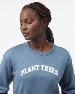 Tentree Plant Trees Crew -Tentree Sales Store Womens Blue Graphic Crewneck Sweater TCW4561 2242 3