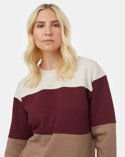 Tentree Treefleece Blocked Crew -Tentree Sales Store Womens Eco Friendly Stripe Pullover crew top TCW4700 2376 3