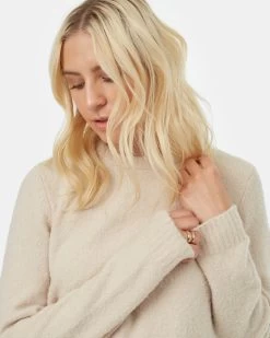 Tentree Highline Fuzzy Crew Sweater -Tentree Sales Store beige fuzzy wool sweater TCW4662 1620 3
