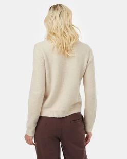 Tentree Highline Fuzzy Crew Sweater -Tentree Sales Store beige fuzzy wool sweater TCW4662 1620 4