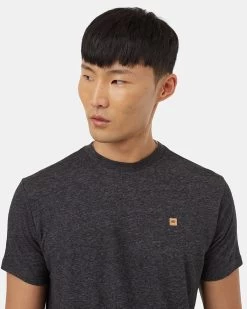 Tentree Hemp Step Hem T-Shirt -Tentree Sales Store black basic crewneck tee TCM2630 0451 3