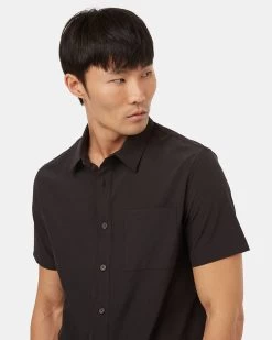 Tentree InMotion Button Down Shirt -Tentree Sales Store black button down tshirt TCM5017 0164 3