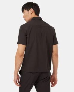 Tentree InMotion Button Down Shirt -Tentree Sales Store black button down tshirt TCM5017 0164 4