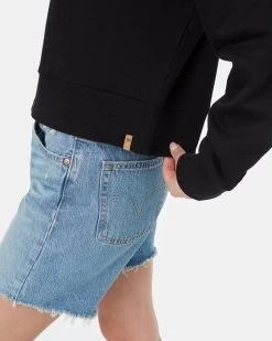 Tentree TreeFleece Notch Neck Crew -Tentree Sales Store black cotton pullover TCW4935 0164 5