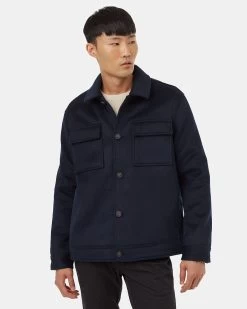 Tentree Wool Button Down Jacket -Tentree Sales Store blue wool shacket TCM4585 2343 4