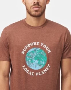 Tentree Support Your Local Planet T-Shirt -Tentree Sales Store brown graphic tshirt TCM4616 2278 3