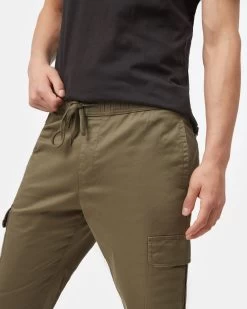 Tentree Stretch Twill Cargo Pull On Jogger -Tentree Sales Store green cargo joggers TCM4590 0012 3