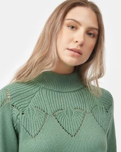 Tentree Highline Pointelle Turtleneck Sweater -Tentree Sales Store green turtleneck sweater TCW4506 2254 3