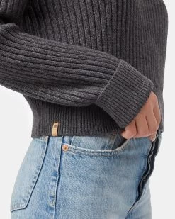 Tentree Highline Rib Cropped Mock Neck -Tentree Sales Store grey ribbed sweater TCW4501 0812 4