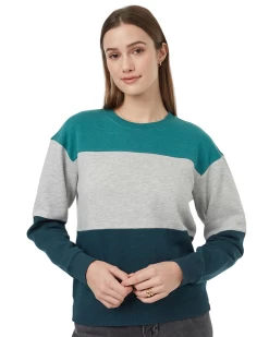 Tentree TreeFleece Blocked Crew (North Sea/Grey Heather/Reflecting Pond)