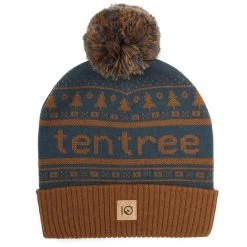 Tentree Cabin Beanie (Ocean Blue/Rubber Brown)