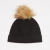 Tentree Wool Faux Fur Pom Beanie Meteorite Black