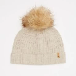 Tentree Wool Faux Fur Pom Beanie Oatmeal